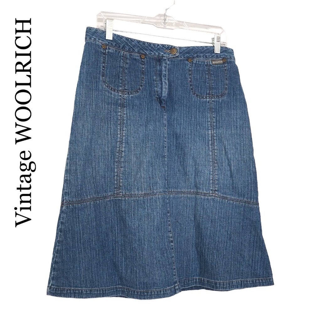 Woolrich Blue Denim Midi Skirt